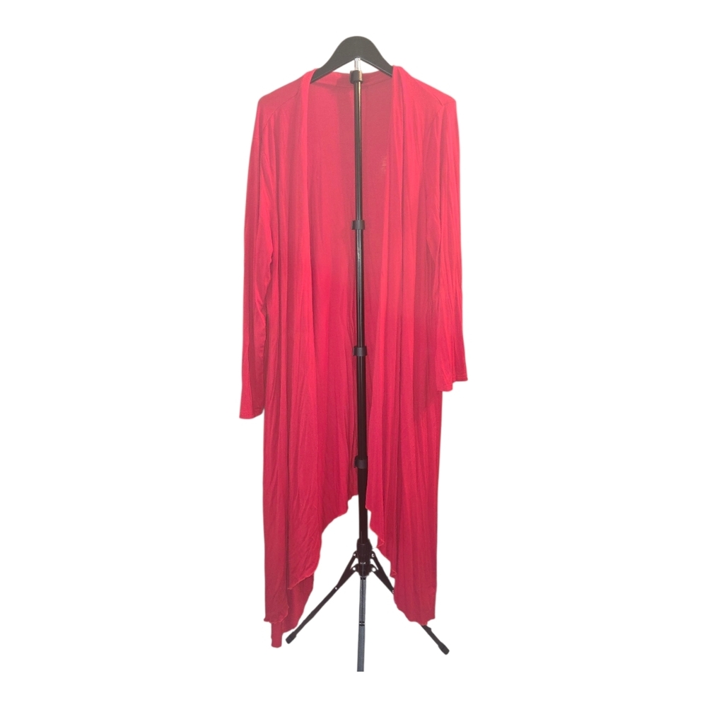 Chic Red Open Front Cardigan Lightweight